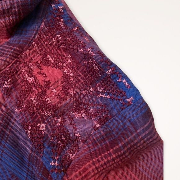 LUCKY BRAND Boho Embroidered Plaid Tunic Shirt - Picture 4 of 9